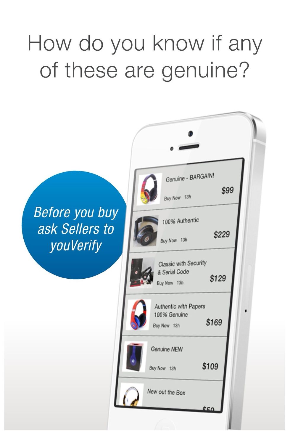 To ensure you receive the authentic product you are looking for, always ask the seller to use youVerify.