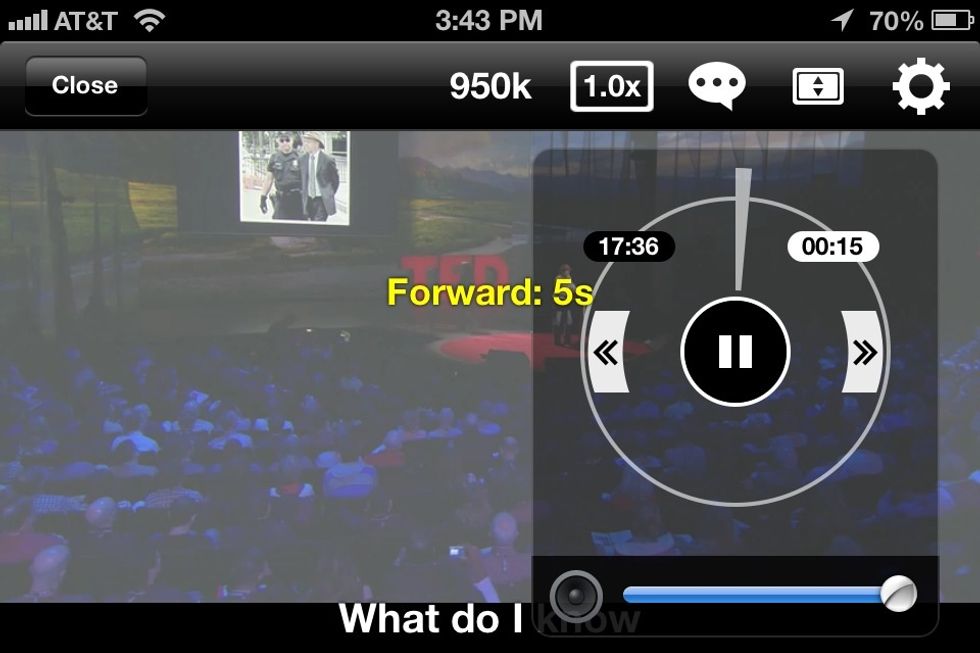 To fast forward just a few seconds. Tap the right arrows or swipe one finger to the right while the video is playing.