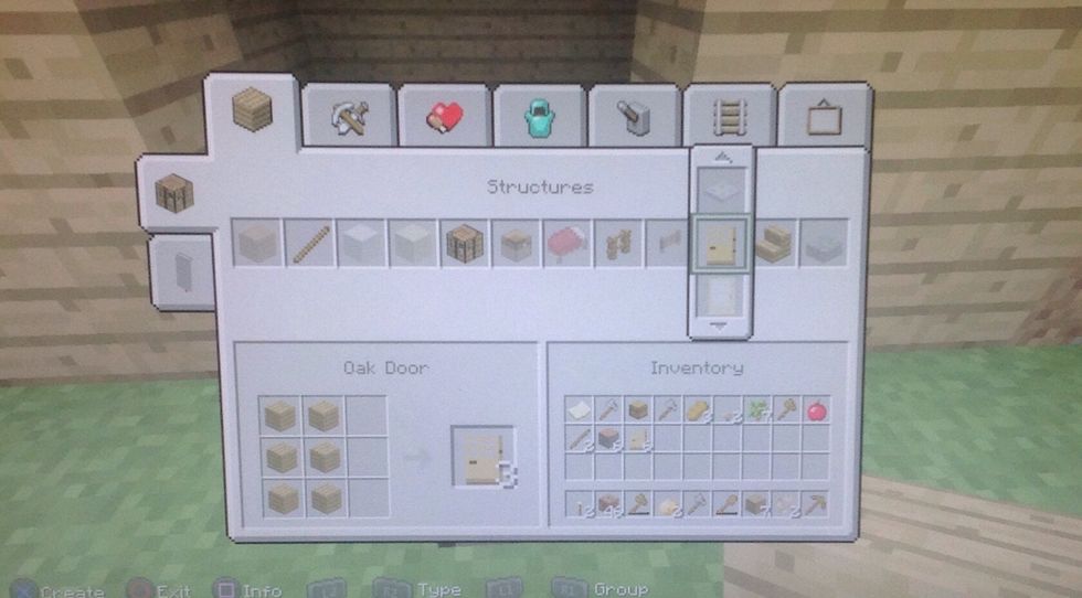 To finish it off there has to be a way in and out so build a door with 6 wooden planks.