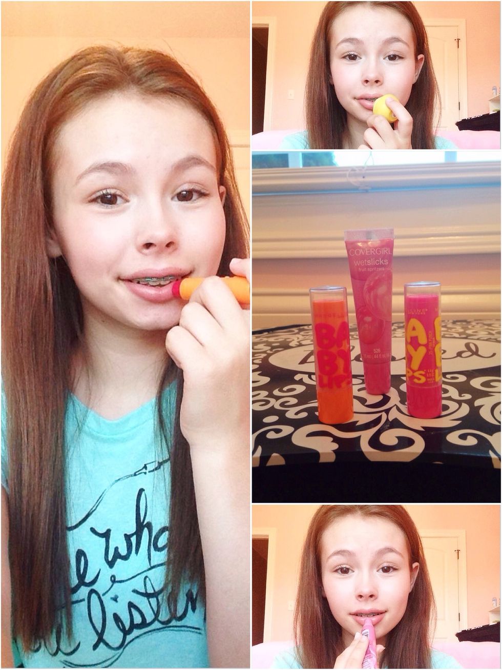 To finish of the 6th grade makeup I will just be adding some tinted lip balm and a bit of lip gloss. Add the lip gloss to the center of your lips for a fuller effect.