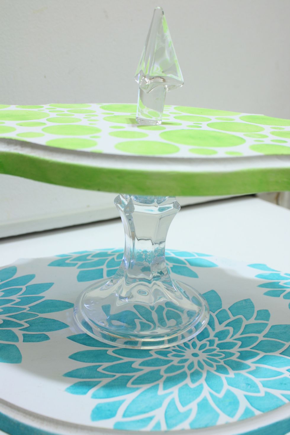 To finish off I took a Dollar Store Candlestick and a glass bottle topper and made this into a sweet display tray for snacks, jewelry anything!