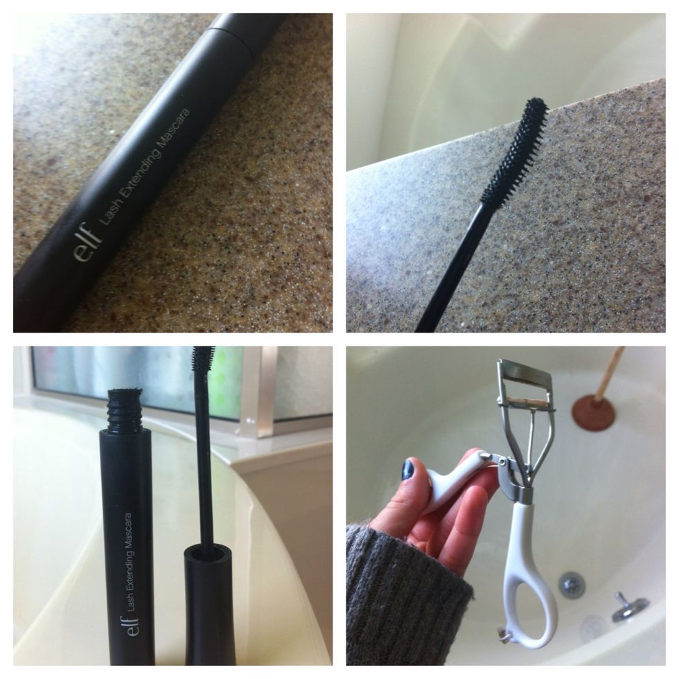 To finish off the eye look, curl your lashes and apply your favorite lengthening mascara. I'm using the e.l.f. Lash Extending Mascara ($3!!) in black.
