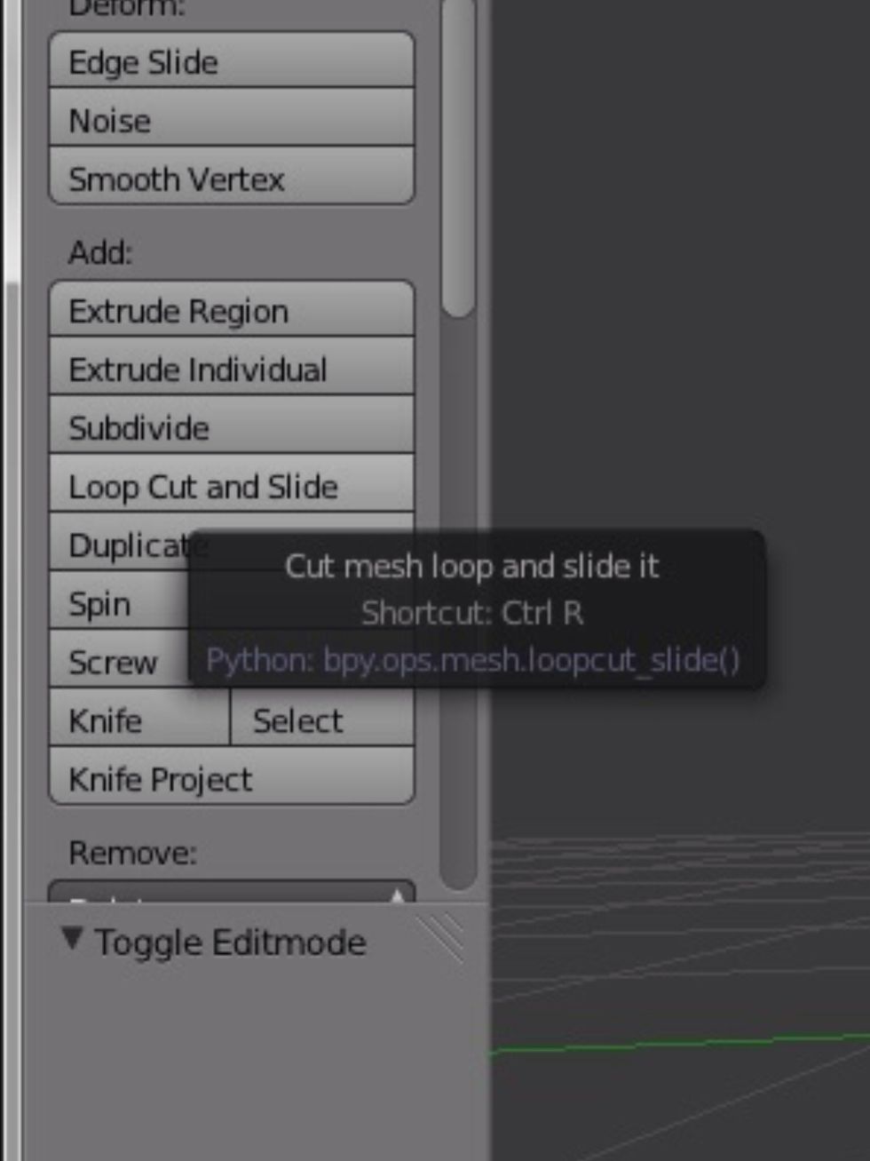 To get a bit more shape, I add a loop cut, this is a new row of vertices.