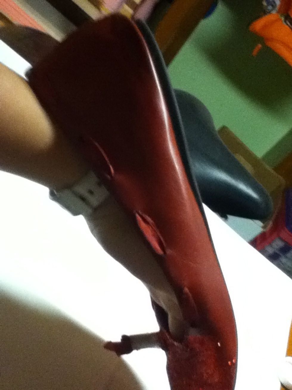 To get the back side put your hand in the shoe & flip over