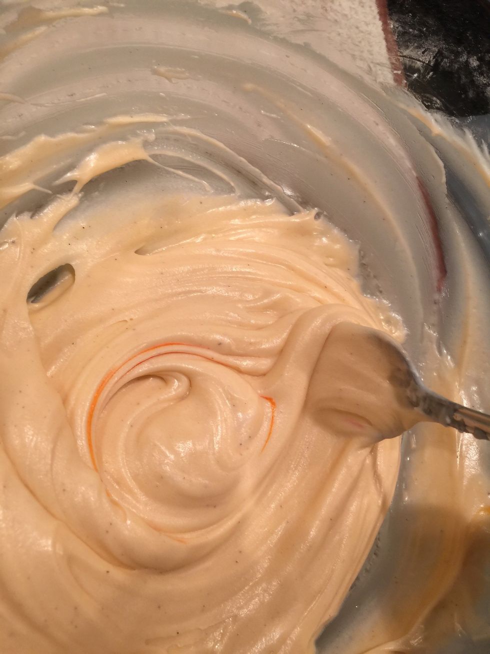 To get this color I used about 3 to 5 drops of pastel orange.