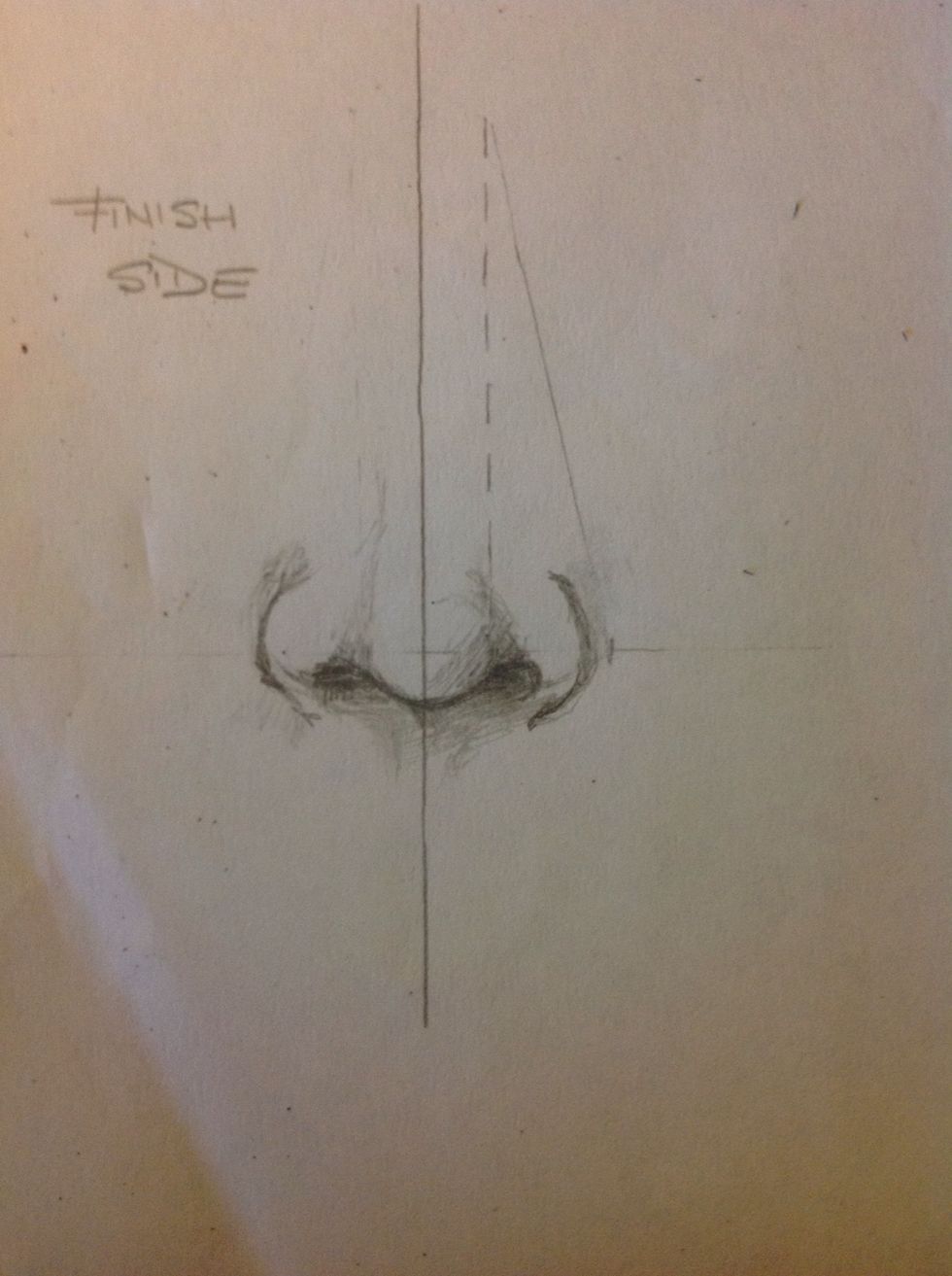 To give the appearance of an upturned nose, draw subtle shadows that begin in the nostril. Give it a rounded appearance, but don't forget that have to the subtly.