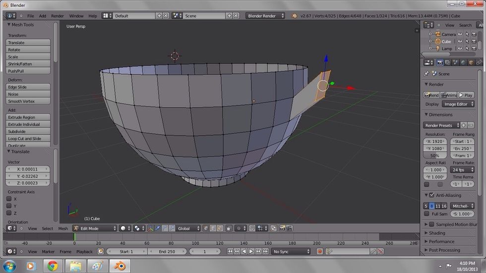 To give the handle more of a point use transform (shortcut G) to pull the vertices upward.