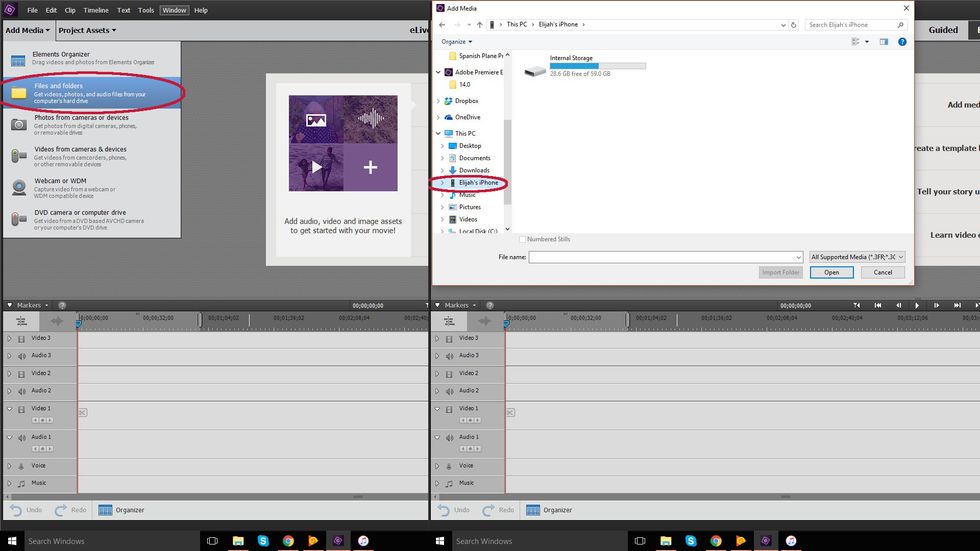 To import the recorded video, click "Files and Folders", then find the device on the left and select all the needed videos