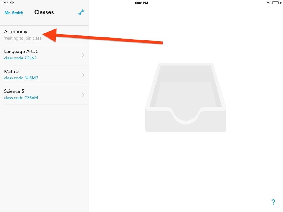 TO JOIN ANOTHER TEACHERS CLASS: The class is now in your list pending the other teacher's approval