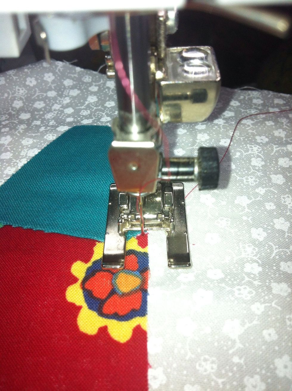 To just inside the appliqu\u00e9.