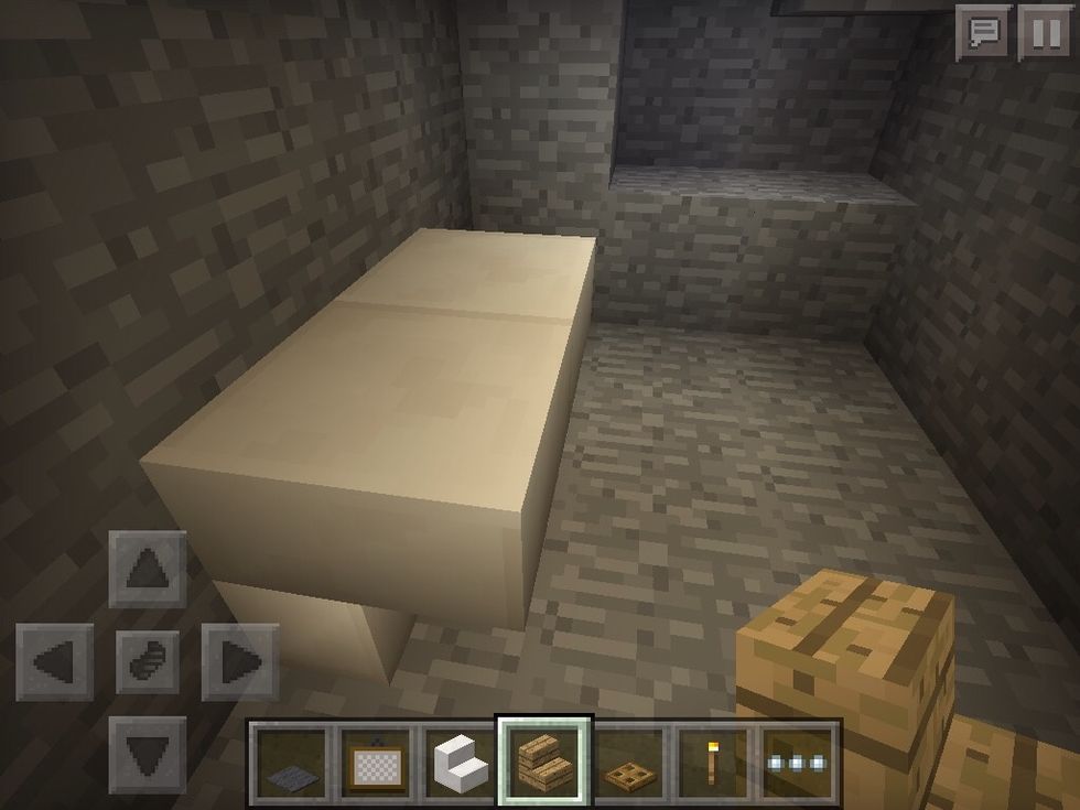 To make a desk put two stairs next to each other upside down