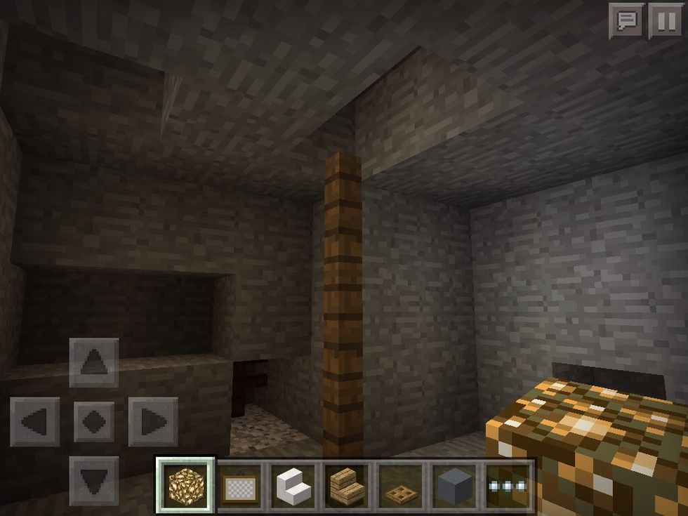 To make a lamppost start with three or for fences stack up on each other