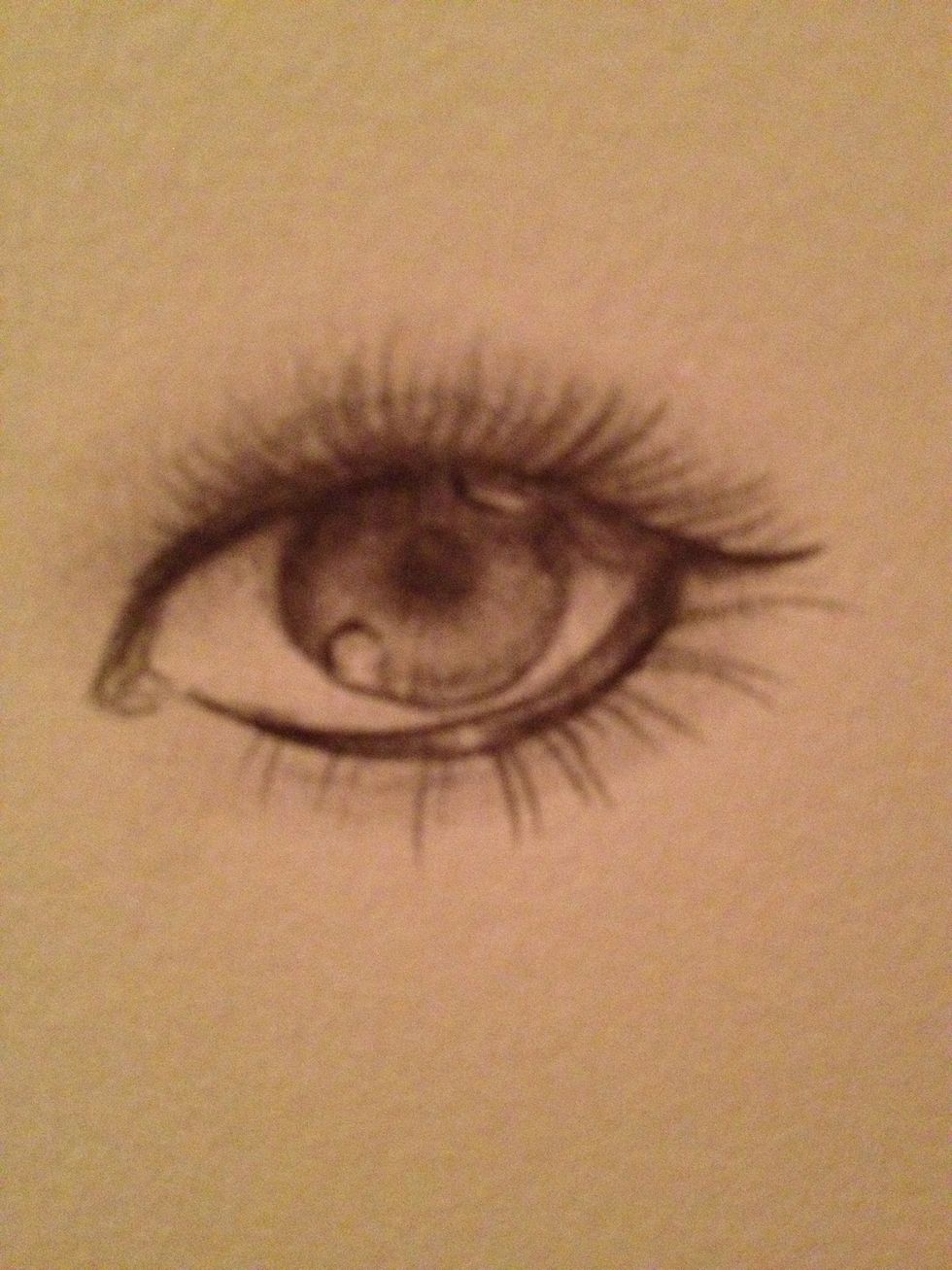 To make a more dramatic looking eye make it darker or ad longer lashes etc. The main part in this step is blending. Take ur pinky and gently blend the pupil, the top of the eye, and the eyelids. (: