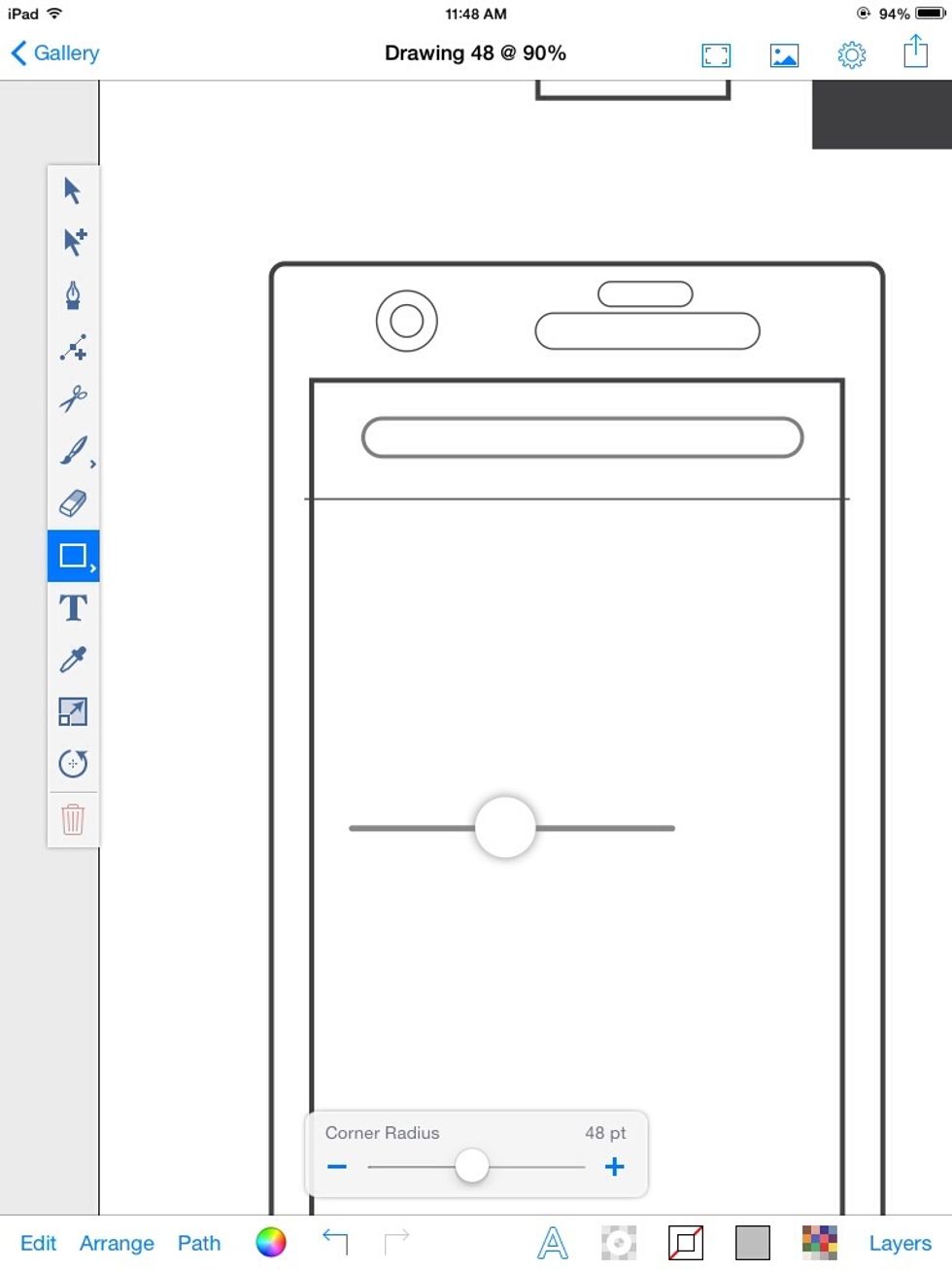 To make a switch, draw a rectangle with a 48pt corner radius.