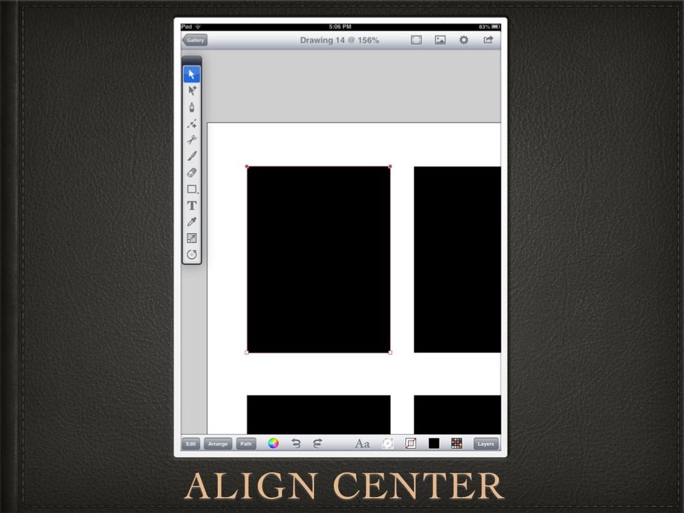 To make an "A" I select the topmost ANCHOR POINTS and then choose ALIGN CENTER from the ARRANGE tab.