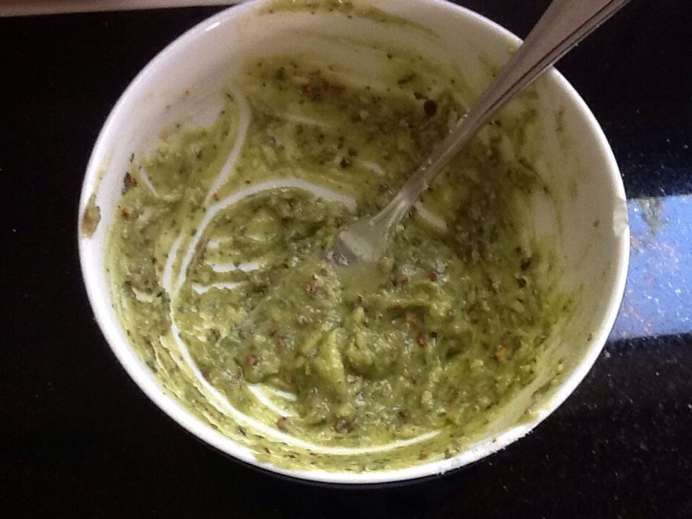 To make guacamole you need an avacado, red onion, lime juice, a garlic clove (crushed) and a small fresh red chilli. Mash the avocado with a fork then add all other chopped ingredients to the avacado.