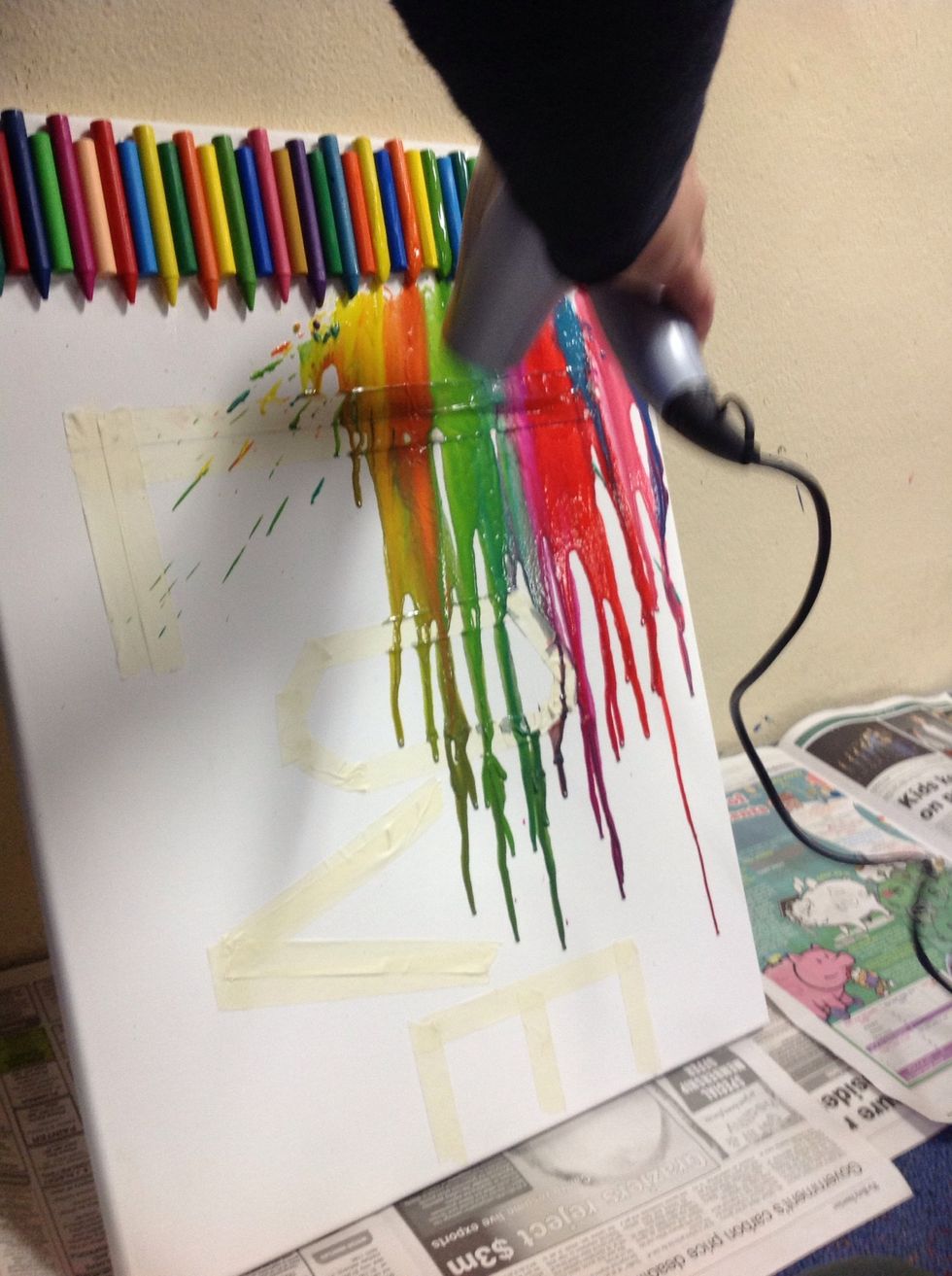 To make it have more effect make a puddle up the top of the canvas and slowly move it down so the crayon can get to the bottom of the canvas