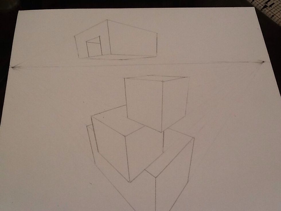 To make it look open, connect the corner to the opposite vanishing point.