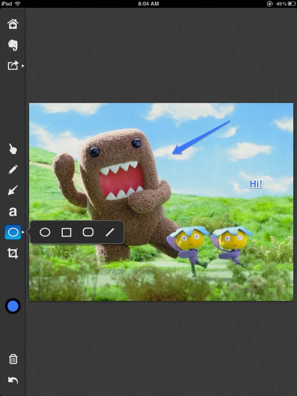 To make shapes click on the oval shape and choose your shape and make your shape.