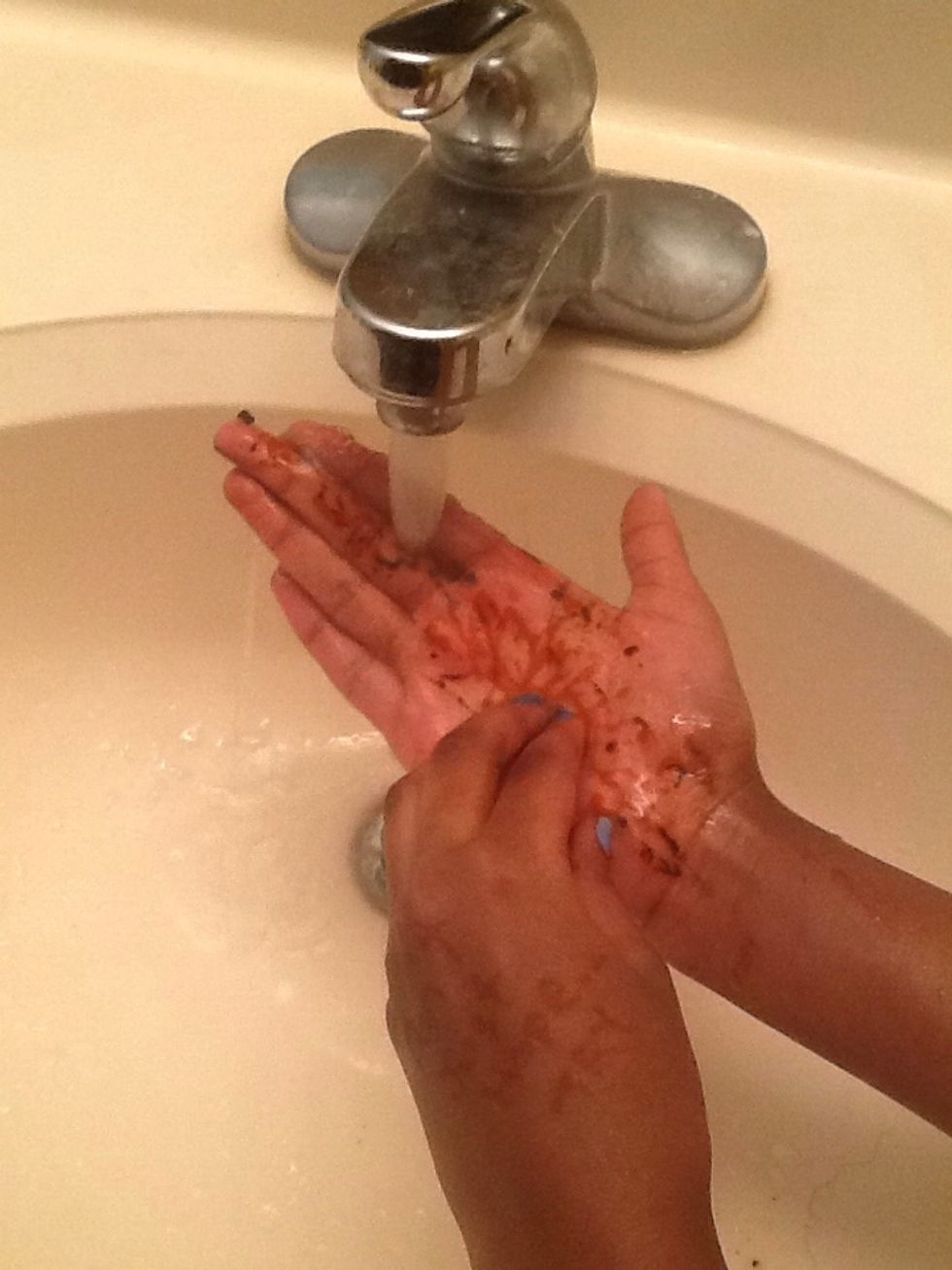 To make sure it is completely off, scratch your hand under water from the sink.