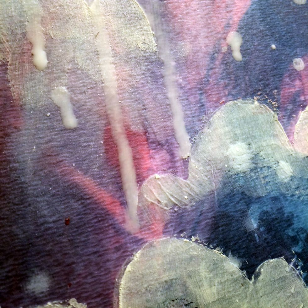 To make the drips, I puddled a bit more Pearl Fairy Dust onto my page and held it vertically so I would drip down.