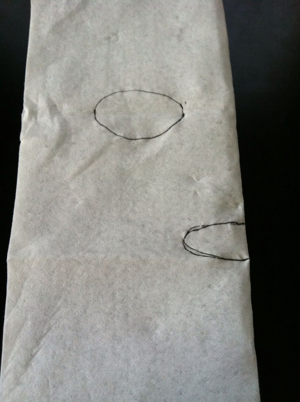 To make the mask, you need to draw a hole for eyes, mouth, and I forgot the nose. So I improvise.