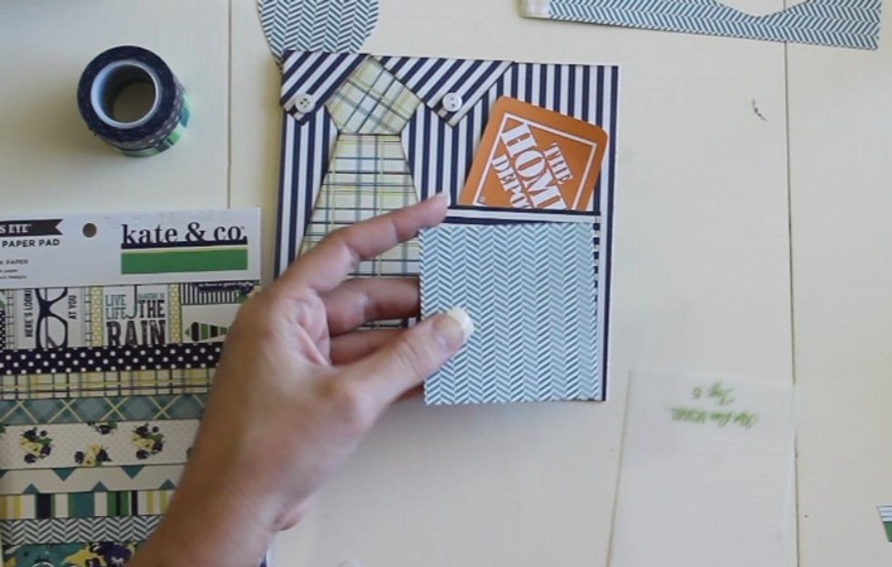 To make the pocket, cut out a 3x3 inch square.