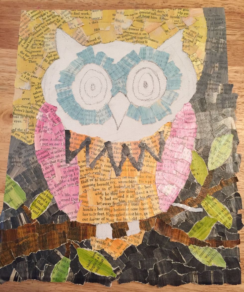 to make the triangular pieces show up, they were outlined with narrow strips of black and gray leftover from the background. you can tear the adhesive backed sheets VERY thinly. or cut if you prefer.