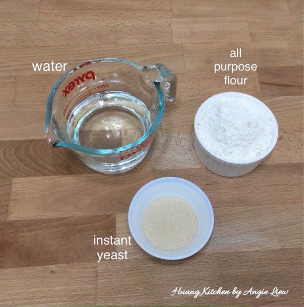 To make these steamed muffins, first prepare sifted all-purpose flour, yeast and water.