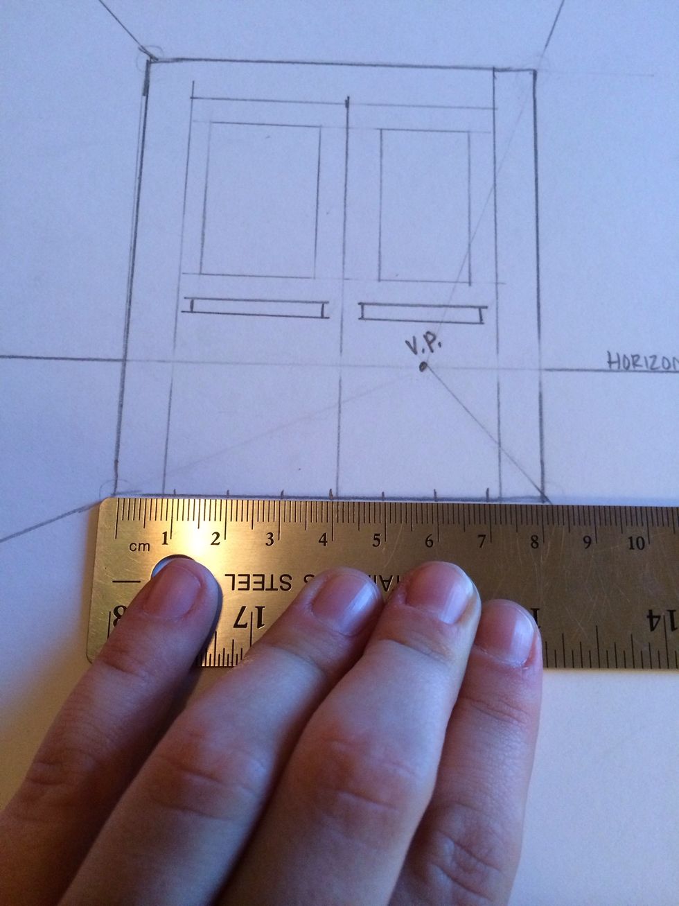 To make your floor tiles measure the bottom of your square and divide it up equally based on how many floor tiles are present in your hallway. Count how many tiles are between each wall.