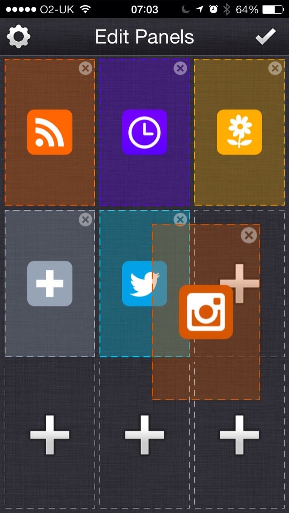 To merge a panel with another one (to view two panels on one screen) simply tap and drag one panel into another.