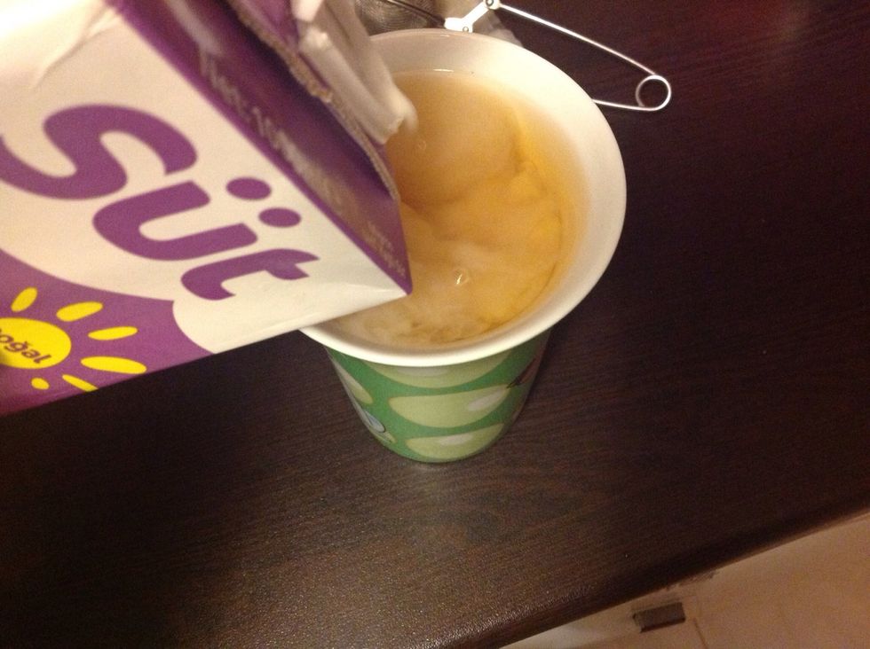 To mix the milk I advise you use the strainer.