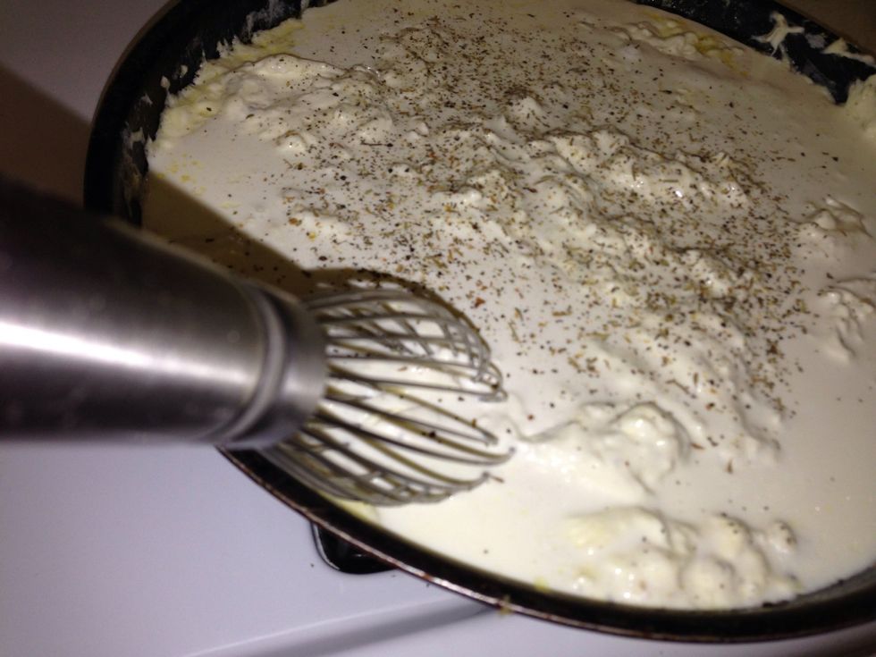 To mix the sauce and to help get rid of the chunkiness, whisk the sauce until its nice and smooth.