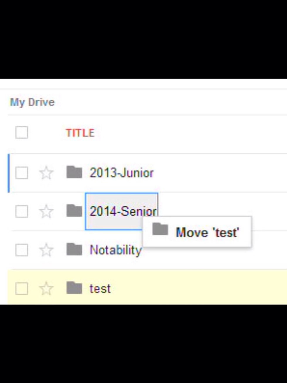 To move a folder into a different folder.... Click and drag the folder into the designated folder