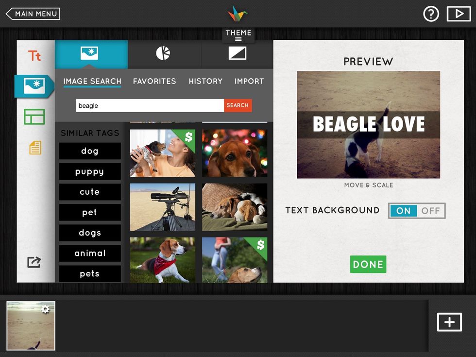 To move your picture around, so it's just where you like, use the image preview slide on the right. Just touch the image and move it around.