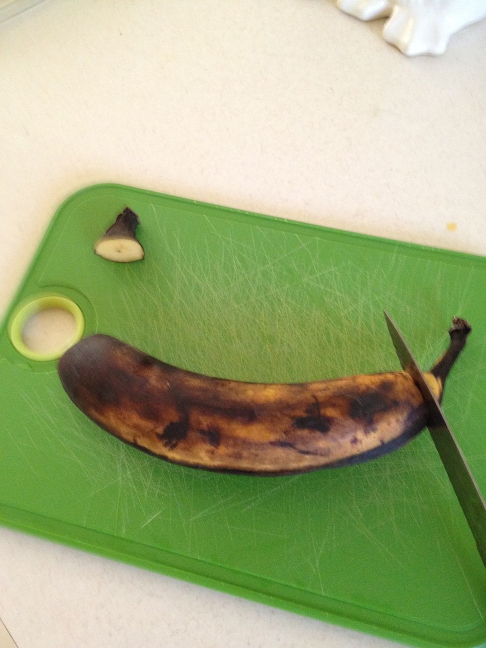 To peel the plantain, cut off the ends...