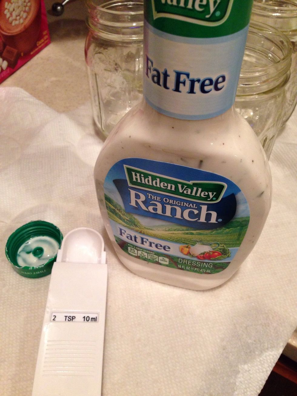 To prepare your salad in a jar you need to add between 2 tsp - 2tbsp of dressing of your choice.