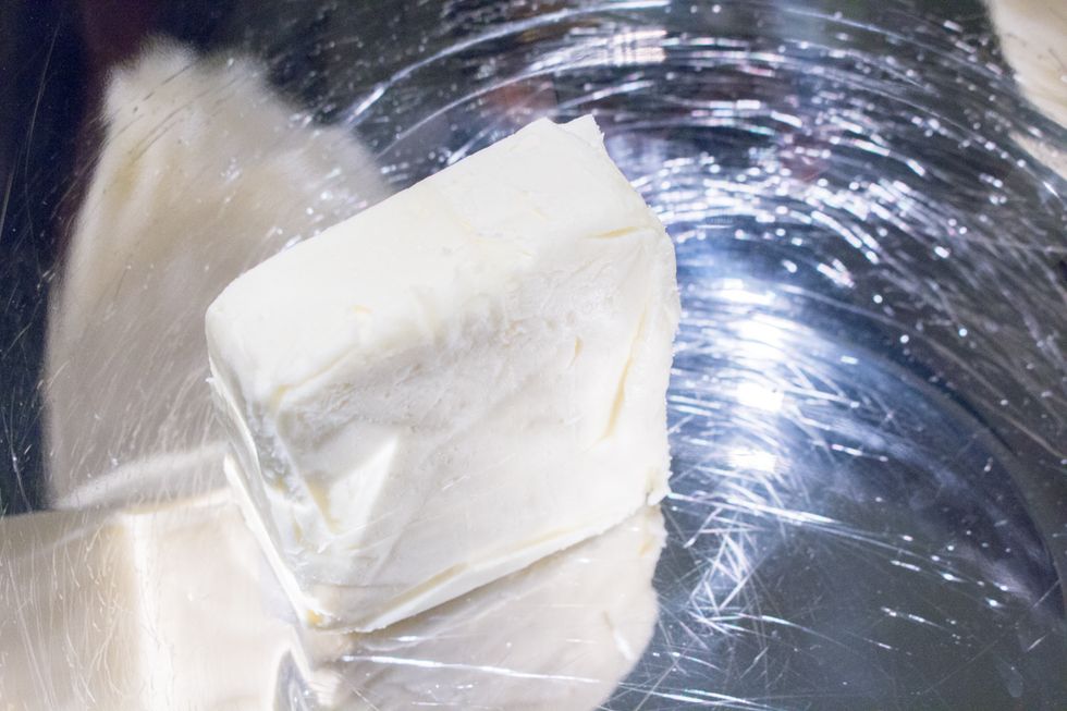 To prepare your "wet" ingredients, measure out butter. Your butter should be room temperature.