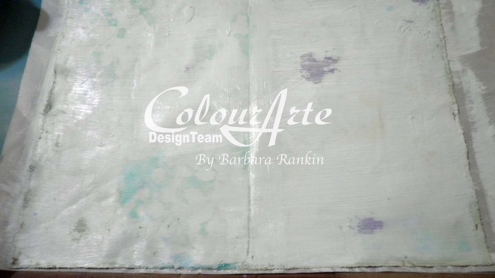 To prevent any further bleeding, especially since the opposite side from Part 1 is completed, I covered this side with one coat of white gesso.