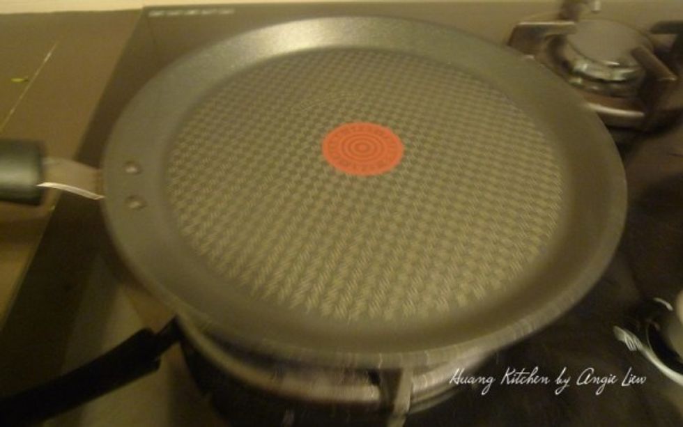 To properly cooked salmon, the technique involves a simple combination of pan searing and oven roasting. So first heat up a little oil in a pan over high heat.