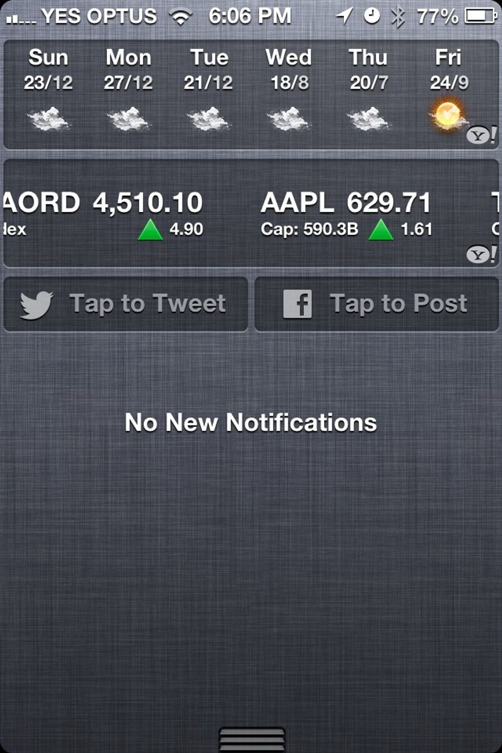To quickly share a status from Notification Center by pulling down Notification Center and tap \u201cTap to Tweet\u201d or \u201cTap to Post\u201d.  You enable the Share Widget in Settings > Notifications.