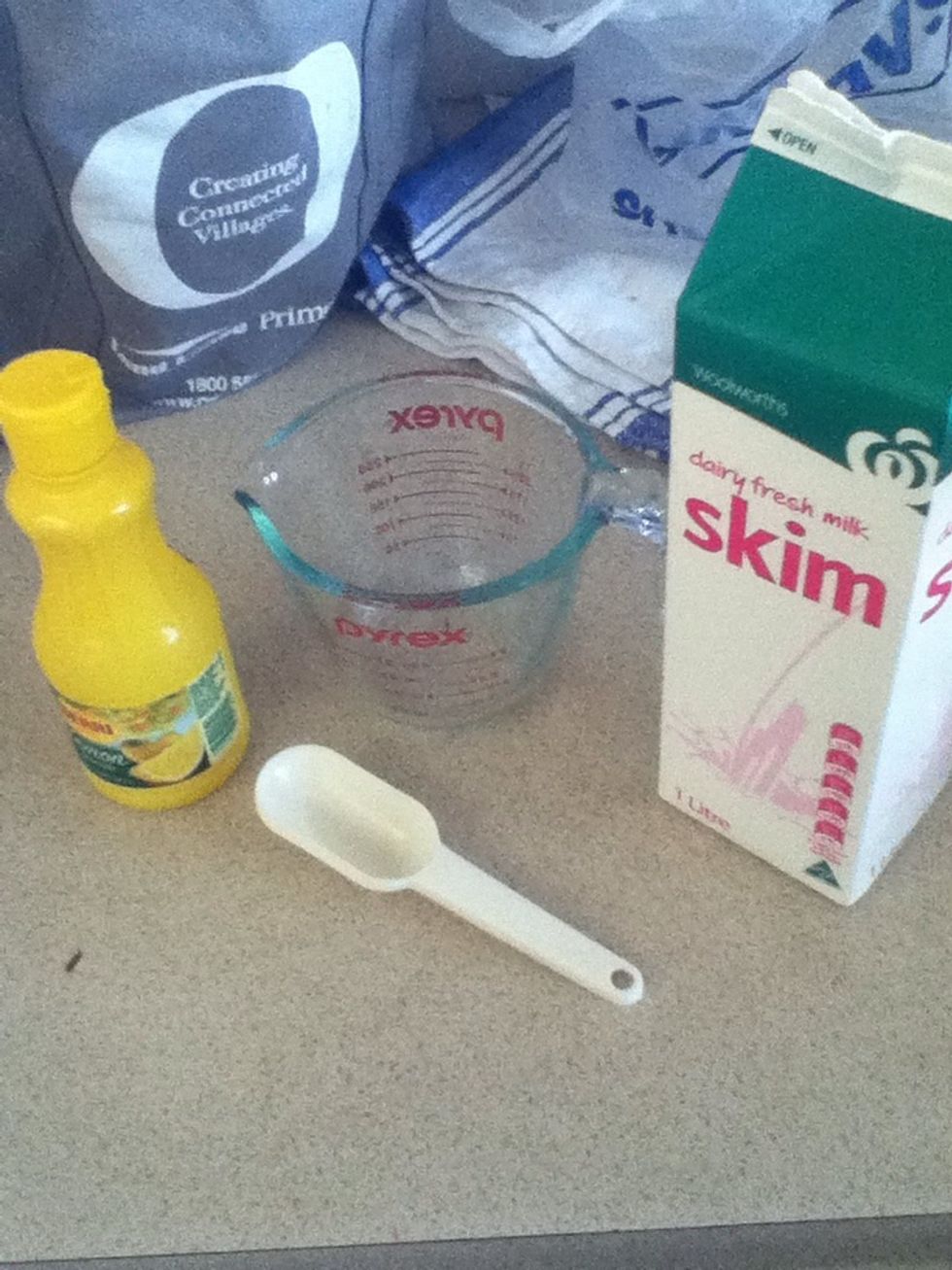 To recap: 1Tbs lemon juice and just about 1C milk