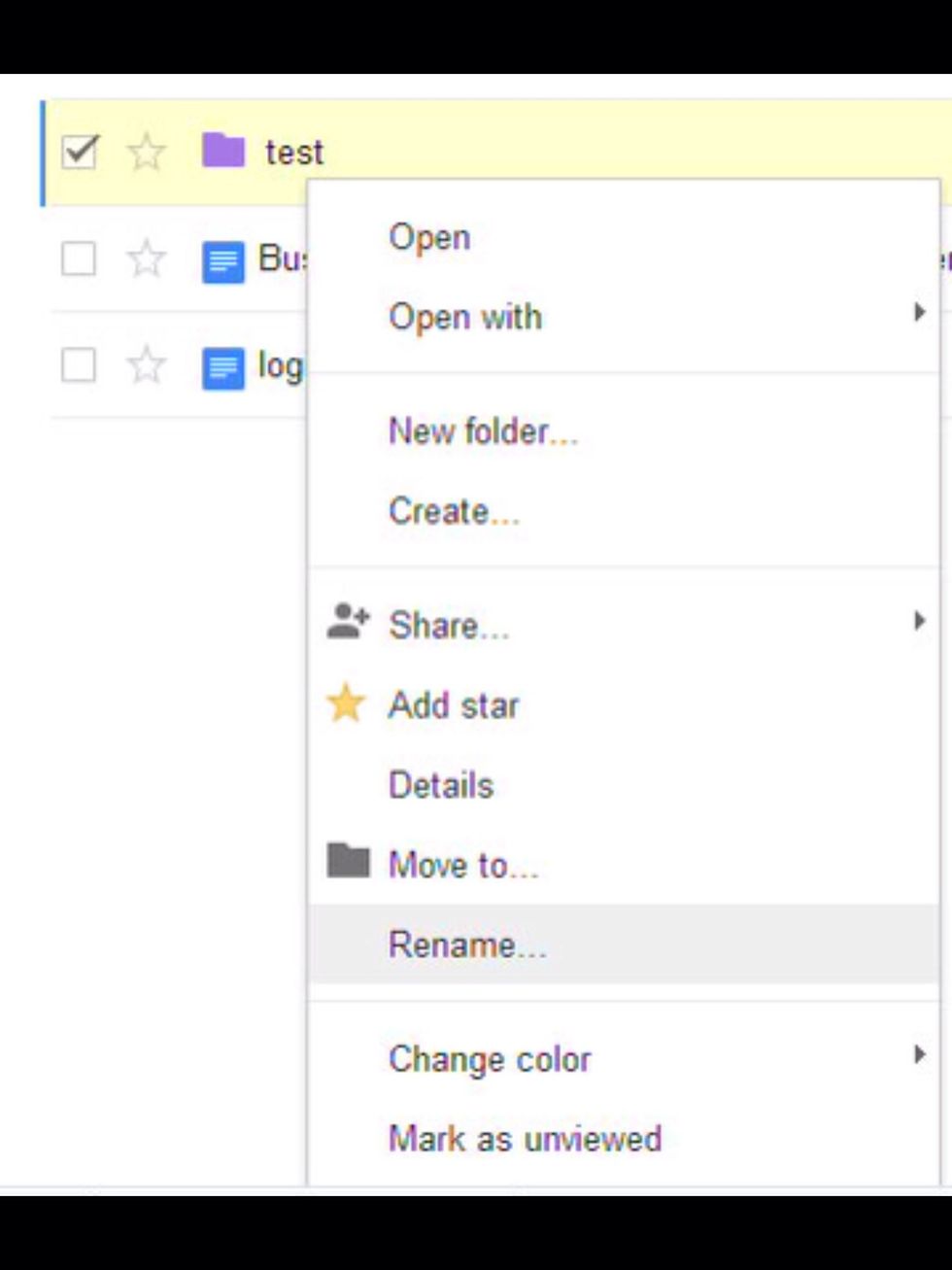 To rename your document or folder, right click and go under "rename"