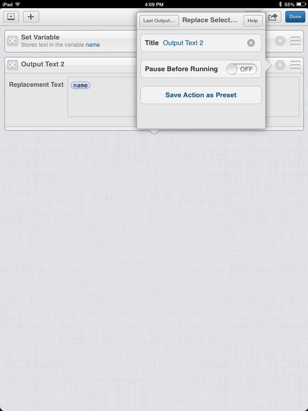 To save it as a Preset tap Save Action as Preset.