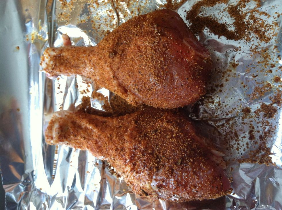 To season the chicken - you just pour the bone suckin seasoning first all over the chicken until you can no longer see any parts of the chicken. Then shake about 3x of the season all each side.