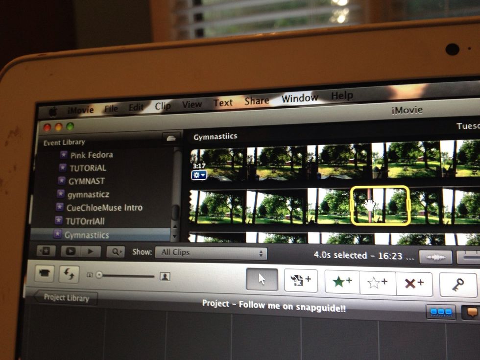 To select video select a part of film and drag it in!