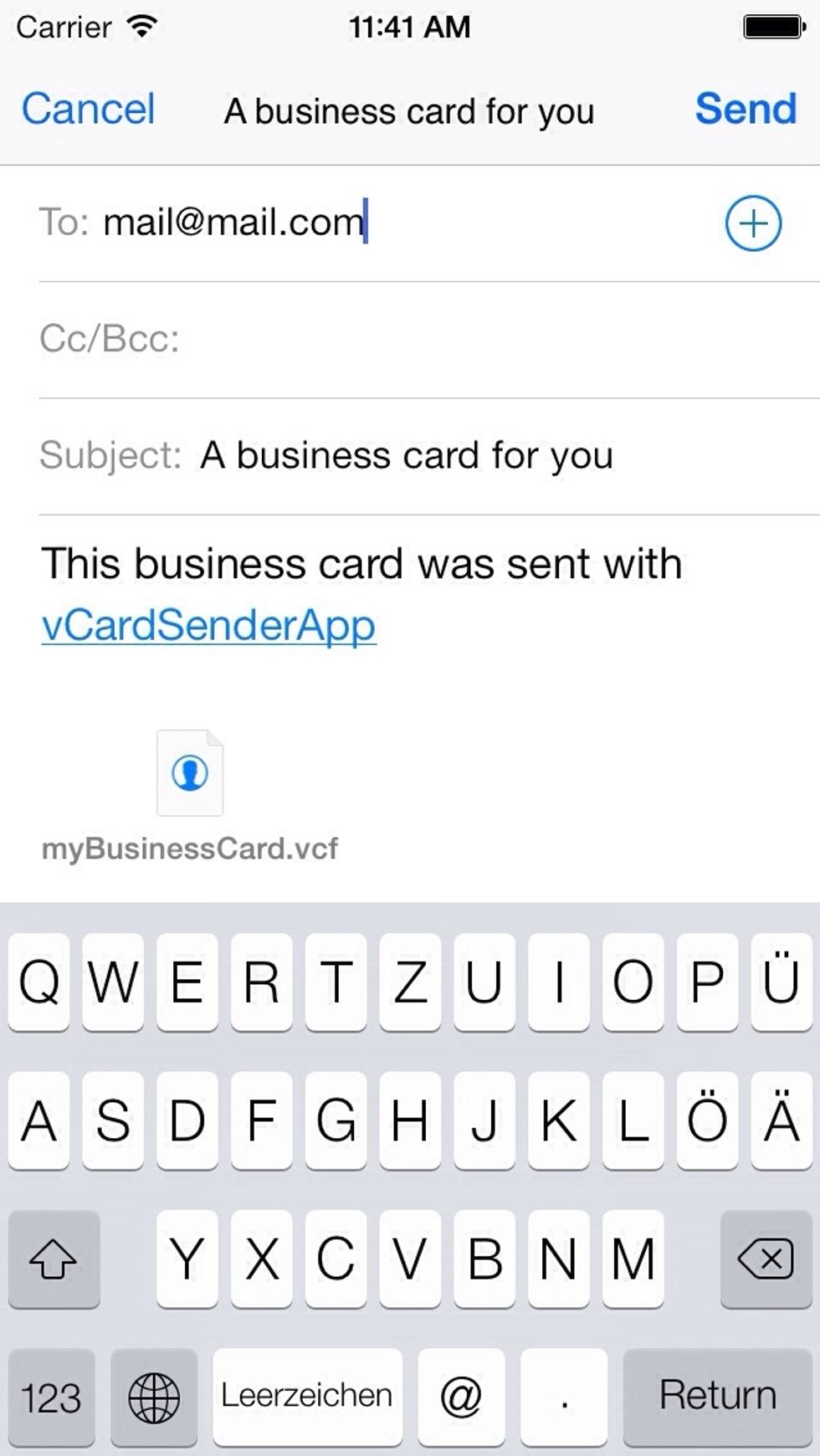 To send your card just press "send".