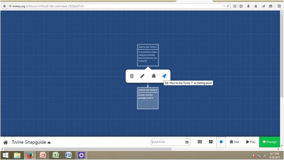 To set one box as the start of your story hover your mouse over the box you want and click the blue button.