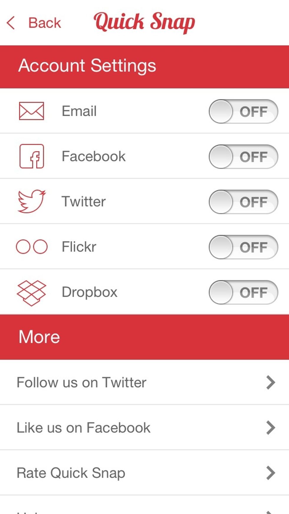 To set up a service to share to, turn it on. You'll then be prompted to enter your login and/or setup details.