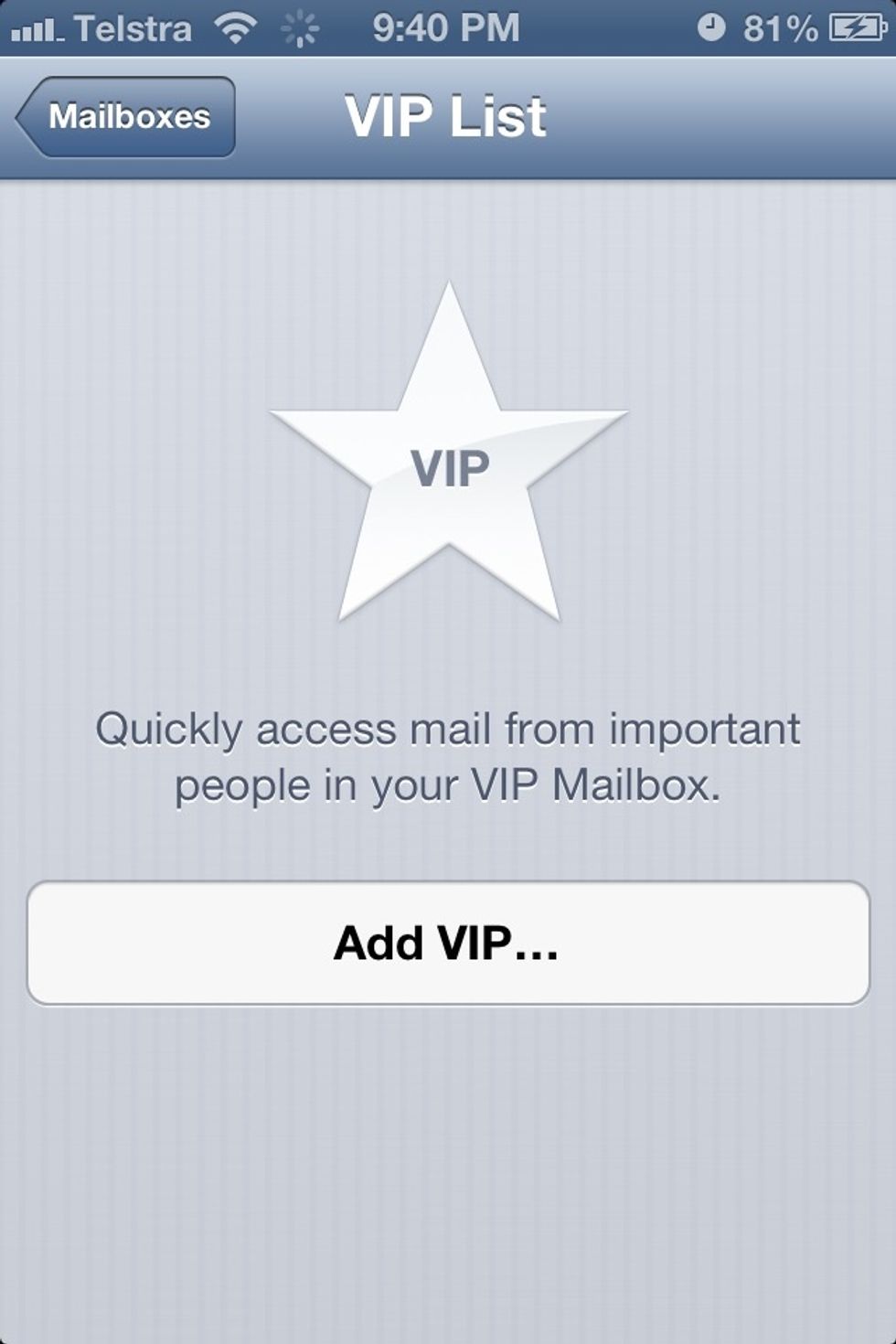 To set up simply open Email> then select VIP> then select Add VIP>